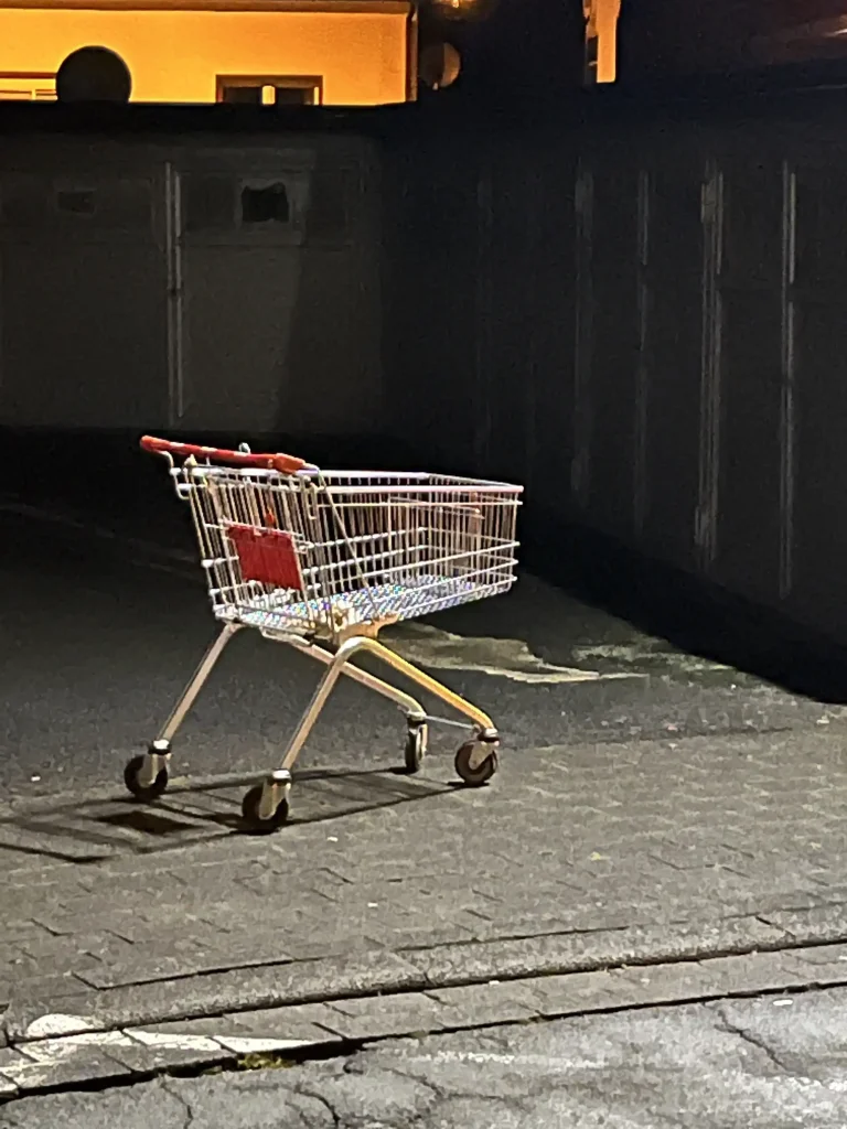 Einkaufswagen - leer und verlassen am Bürgersteig